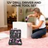 imageDEKO 151PCS Electric Tool Set With 12V Cordless DrillDriver