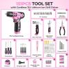 imageDEKO 151PCS Electric Tool Set With 12V Cordless DrillDriver