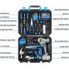 imageDEKOPRO Drill Set Home Tool Set with 8V Pink Cordless Drill Hand Tool Kit for Women 126 pcsBlue