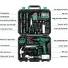 imageDEKOPRO Drill Set Home Tool Set with 8V Pink Cordless Drill Hand Tool Kit for Women 126 pcsGreen