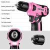 imageDEKOPRO Drill Set Home Tool Set with 8V Pink Cordless Drill Hand Tool Kit for Women 126 pcsPink