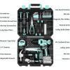 imageDEKOPRO Drill Set Home Tool Set with 8V Pink Cordless Drill Hand Tool Kit for Women 126 pcsTurquoise
