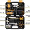 imageDEKOPRO General Household Hand Tool Kit with Plastic Toolbox Storage Case All Purpose Home Tool Kit Includes Essential Tools for Office College Repairs 50 PieceYellow