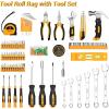 imageDEKOPRO Tool Roll Bag with Tool Set Small Tool Roll Organizer Pouch Pocket Bag with Tool Kit Gifts for Men Heavy Duty Tool Storage Bags Pouches Mechanic Electrician Tools122PCS