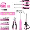 imageDEKOPRO Tool Set for Women Pink Tool Set for Home Repair Womens Tool Kit for All Purpose 42 Piece