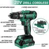 imagePink Power Drill Tool Kit Set 20V Cordless Electric Drill Driver Tool Box with BatteryGreen