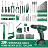 imagePink Power Drill Tool Kit Set 20V Cordless Electric Drill Driver Tool Box with BatteryGreen