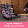 imagePink Power Drill Tool Kit Set 20V Cordless Electric Drill Driver Tool Box with BatteryPink