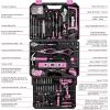 imagePink Tool Kit Box Drill SetDEKOPRO Home Mechanic Toolbox with 12V Power Cordless Drill Hand Repair Tools Sets Combo Kits Storage Organizer Drawer Case for Men ampamp WomenPink