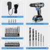 imagePower Drill Cordless DEKO PRO Pink Cordless Drill 20V Electric Power Drill Set Tool for Women Drills with Battery and Charger 20 Volt Drills Driver KitBlue