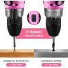 imagePower Drill Cordless DEKO PRO Pink Cordless Drill 20V Electric Power Drill Set Tool for Women Drills with Battery and Charger 20 Volt Drills Driver KitPink