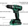 imagePower Drill Cordless DEKO PRO Pink Cordless Drill 20V Electric Power Drill Set Tool for Women Drills with Battery and Charger 20 Volt Drills Driver KitGreen