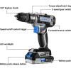 imagePower Drill Cordless DEKO PRO Pink Cordless Drill 20V Electric Power Drill Set Tool for Women Drills with Battery and Charger 20 Volt Drills Driver KitBlue