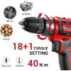 imagePower Drill Cordless DEKO PRO Pink Cordless Drill 20V Electric Power Drill Set Tool for Women Drills with Battery and Charger 20 Volt Drills Driver KitRed