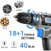 imagePower Drill Cordless DEKO PRO Pink Cordless Drill 20V Electric Power Drill Set Tool for Women Drills with Battery and Charger 20 Volt Drills Driver KitBlue