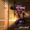 imagePower Drill Cordless DEKO PRO Pink Cordless Drill 20V Electric Power Drill Set Tool for Women Drills with Battery and Charger 20 Volt Drills Driver KitPink
