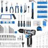 imageTool Set Tool Kit with 12V Cordless Drill Hand Toolbox with storage case Mechanic Tool set for Home Repairs BlueBlue