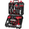 imageDEKOPRO Drill Set Home Tool Set with 8V Pink Cordless Drill Hand Tool Kit for Women 126 pcsRed