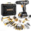imagePink Power Drill Tool Kit Set 20V Cordless Electric Drill Driver Tool Box with BatteryGray