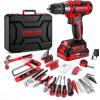 imagePink Power Drill Tool Kit Set 20V Cordless Electric Drill Driver Tool Box with BatteryRed