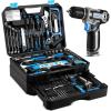 imageTool Set Tool Kit with 12V Cordless Drill Hand Toolbox with storage case Mechanic Tool set for Home Repairs BlueBlue