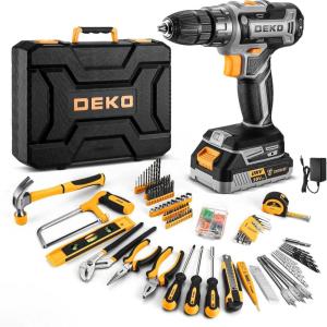 imagePink Power Drill Tool Kit Set 20V Cordless Electric Drill Driver Tool Box with BatteryGray