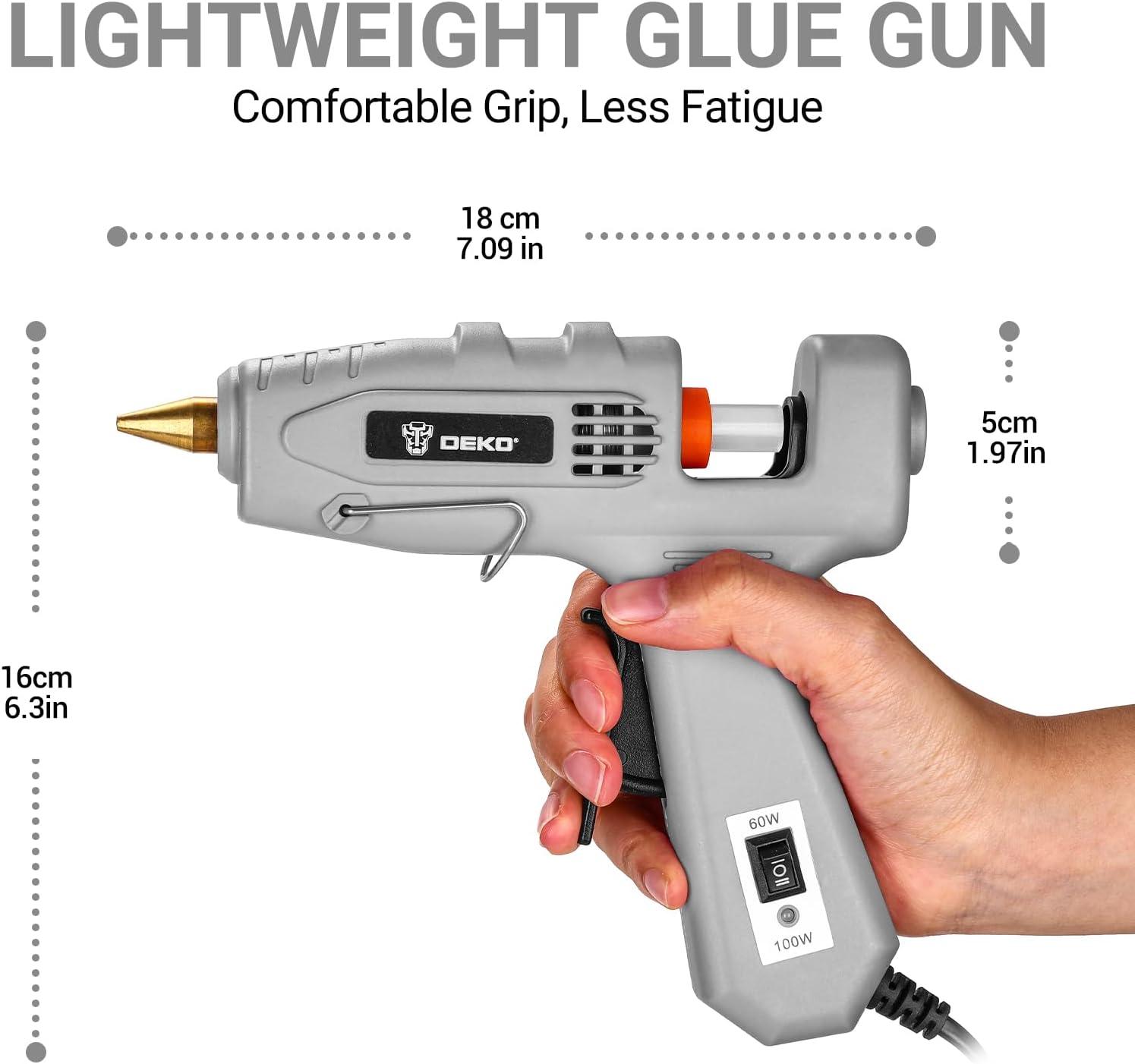 imageHot Glue Gun Full Size DEKOPRO 60100Watt Dual Temp Hot Glue Gun Kit with 25 Glue Sticks Organize Storage Case Heavy Duty Heat Glue Gun Tool Set for Home Repair Art ampamp Crafts DIYGray