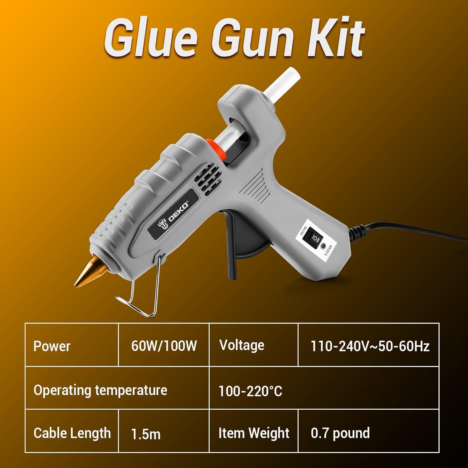 imageHot Glue Gun Full Size DEKOPRO 60100Watt Dual Temp Hot Glue Gun Kit with 25 Glue Sticks Organize Storage Case Heavy Duty Heat Glue Gun Tool Set for Home Repair Art ampamp Crafts DIYGray