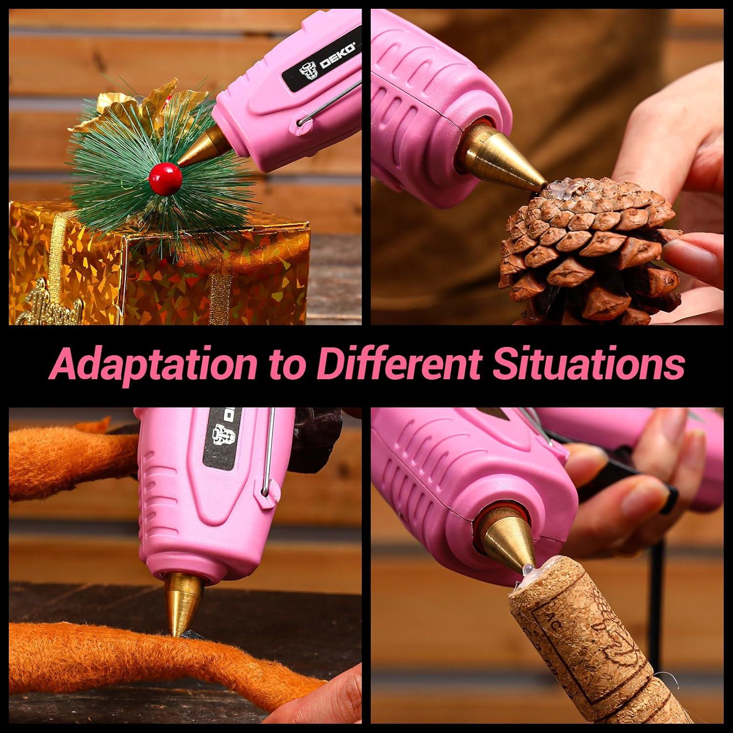 imageHot Glue Gun Full Size DEKOPRO 60100Watt Dual Temp Hot Glue Gun Kit with 25 Glue Sticks Organize Storage Case Heavy Duty Heat Glue Gun Tool Set for Home Repair Art ampamp Crafts DIYPink