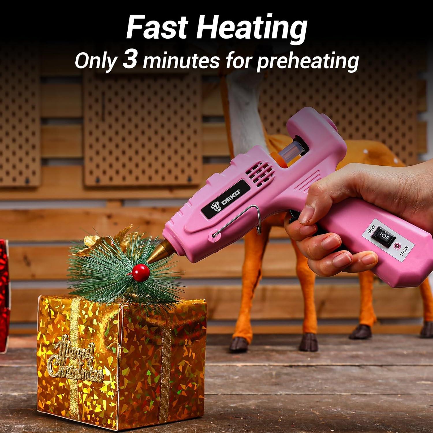 imageHot Glue Gun Full Size DEKOPRO 60100Watt Dual Temp Hot Glue Gun Kit with 25 Glue Sticks Organize Storage Case Heavy Duty Heat Glue Gun Tool Set for Home Repair Art ampamp Crafts DIYPink