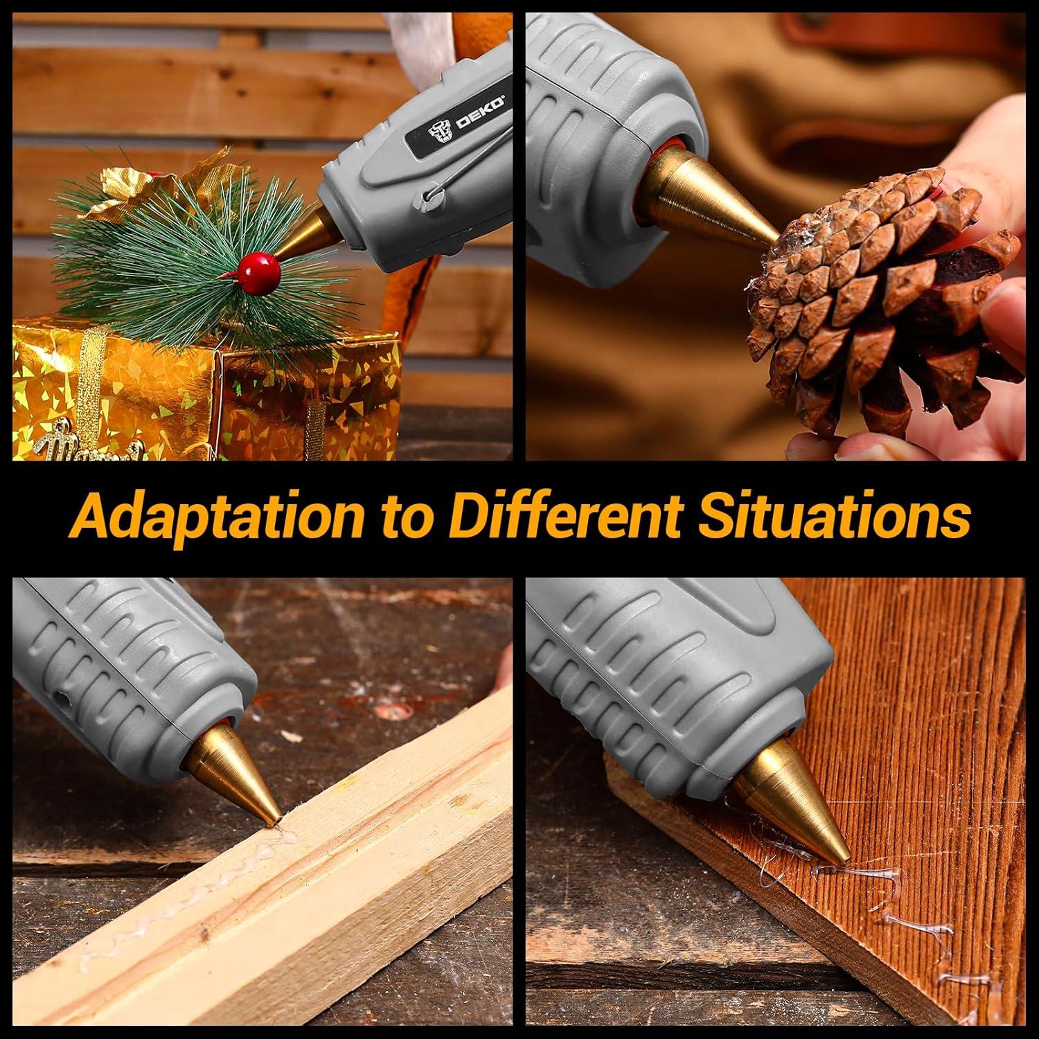 imageHot Glue Gun Full Size DEKOPRO 60100Watt Dual Temp Hot Glue Gun Kit with 25 Glue Sticks Organize Storage Case Heavy Duty Heat Glue Gun Tool Set for Home Repair Art ampamp Crafts DIYGray