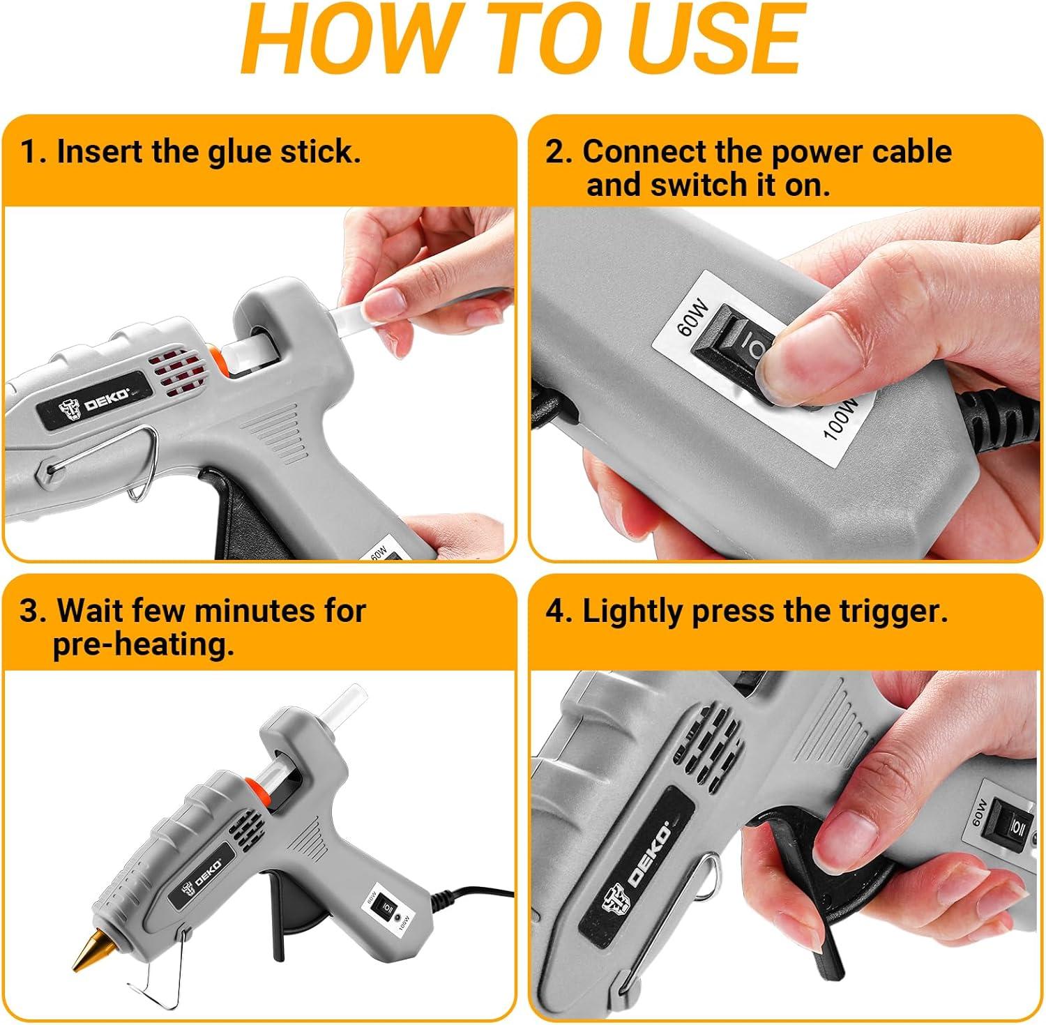 imageHot Glue Gun Full Size DEKOPRO 60100Watt Dual Temp Hot Glue Gun Kit with 25 Glue Sticks Organize Storage Case Heavy Duty Heat Glue Gun Tool Set for Home Repair Art ampamp Crafts DIYGray