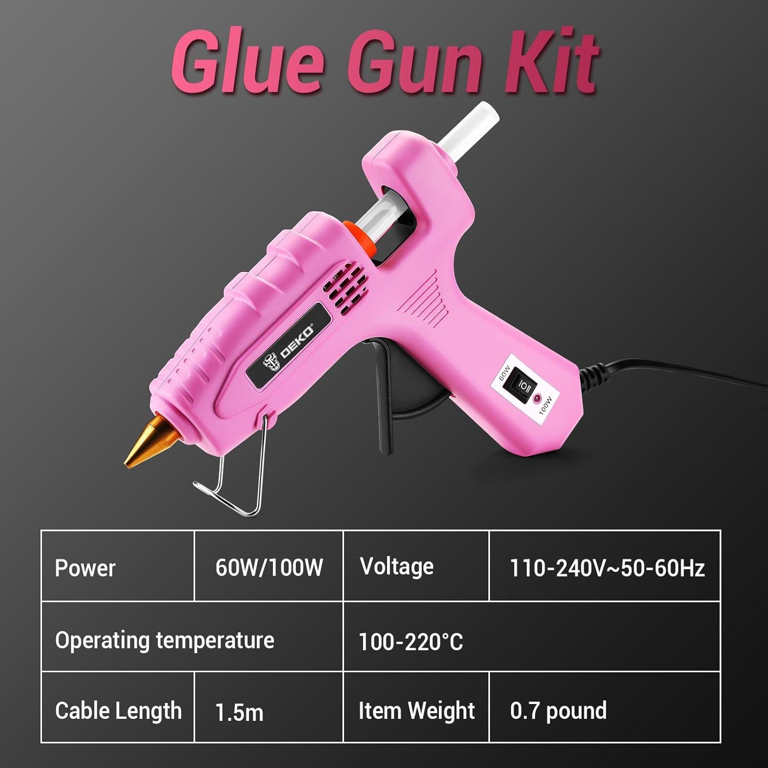imageHot Glue Gun Full Size DEKOPRO 60100Watt Dual Temp Hot Glue Gun Kit with 25 Glue Sticks Organize Storage Case Heavy Duty Heat Glue Gun Tool Set for Home Repair Art ampamp Crafts DIYPink