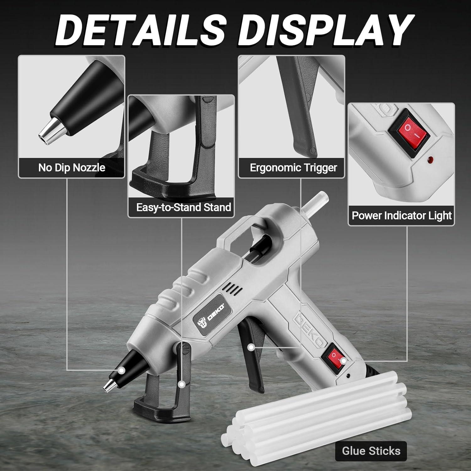 imageMini Hot Glue Gun KitDEKOPRO 20Watt High Temp Glue Guns Tool with 55Inch Cord Includes 30 Glue Sticks for Glue Gun Crafts DIY School Art Quick Home Repair Gray