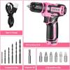 imageCordless Drill DEKO PRO 12V Power Battery Drill Set with Small Electric Drills and 38inch Keyless Chuck with Portable Tool Set Gift BoxPink