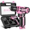imageCordless Drill DEKO PRO 12V Power Battery Drill Set with Small Electric Drills and 38inch Keyless Chuck with Portable Tool Set Gift BoxPink