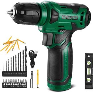 imageDEKOPRO 8V Cordless Drill Drill Set with 38quotKeyless Chuck 42pcs Acessories Builtin LED TypeC Charge Cable Pink Power Drills for Drilling and TighteningLoosening ScrewsGreen