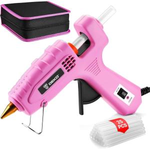 imageHot Glue Gun Full Size DEKOPRO 60100Watt Dual Temp Hot Glue Gun Kit with 25 Glue Sticks Organize Storage Case Heavy Duty Heat Glue Gun Tool Set for Home Repair Art ampamp Crafts DIYPink