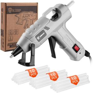 imageMini Hot Glue Gun KitDEKOPRO 20Watt High Temp Glue Guns Tool with 55Inch Cord Includes 30 Glue Sticks for Glue Gun Crafts DIY School Art Quick Home Repair Gray