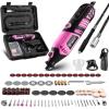 imageRotary Tool Kit DEKOPRO Power Hand Rotary Tools Mini for WoodMetal Electric Grinder Drill Machine Set with Flex Shaft for Carving Cutting Sanding Grinding Polishing Engraving PinkPink