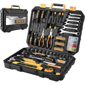 imageDEKOPRO 208 Piece Tool SetGeneral Household Hand Tool Kit Auto Repair Tool Box with Plastic Toolbox Storage Case