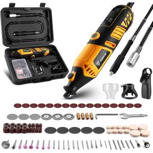 imageRotary Tool Kit DEKOPRO Power Hand Rotary Tools Mini for WoodMetal Electric Grinder Drill Machine Set with Flex Shaft for Carving Cutting Sanding Grinding Polishing Engraving PinkYellow