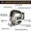 imageJig Saw Cordless Electric Tool DEKOPRO 20V Power Jigsaw with LED Light 8003000 RPM Variable Speed 78quot Stroke Length 3 Orbital Settings 45 Bevel Cuts for StraightCurveCircle Cutting Gray