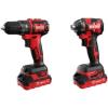 imageDEKOPRO 20V MAX Cordless Drill Driver and Impact Driver Set Power Tool Set with 2 Batteries and Charger LED Work Light 2 Bits BagRed