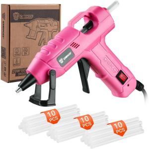 imageMini Hot Glue Gun KitDEKOPRO 20Watt High Temp Glue Guns Tool with 55Inch Cord Includes 30 Glue Sticks for Glue Gun Crafts DIY School Art Quick Home Repair Pink