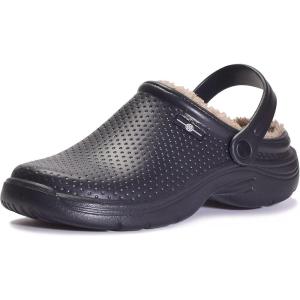 imageMens Womens Lined Clogs Waterproof Warm Fuzzy Winter Slippers House Home Slippers Garden Shoes Mules Indoor Outdoor