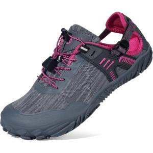 imageWater Shoes for Women Men Aqua Minimalist Barefoot Sneakers with Arch Support QuickDry for Outdoor Swim Beach Pool Surf Yoga Hiking Trail RunningGrey With Rose