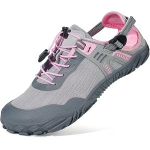 imageWater Shoes for Women Men Aqua Minimalist Barefoot Sneakers with Arch Support QuickDry for Outdoor Swim Beach Pool Surf Yoga Hiking Trail RunningGrey With Pink