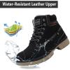 imageEagsouni Mens Womens Snow Boots Warm Fur Lined Ankle Booties Hiking Trekking Trail Climbing Shoes Lace Up AntiSlip Waterproof Working Outdoor Backpacking BootsBlack