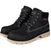 imageEagsouni Mens Womens Snow Boots Warm Fur Lined Ankle Booties Hiking Trekking Trail Climbing Shoes Lace Up AntiSlip Waterproof Working Outdoor Backpacking BootsBlack Without Fur